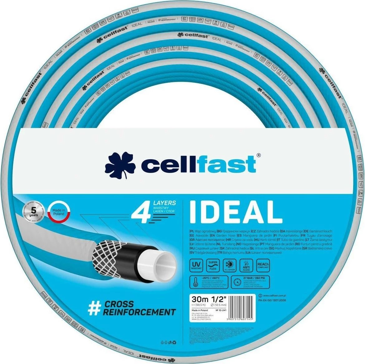 Zorrë kopshti Cellfast IDEAL 1/2" (12.5 mm) 30 mb, e kaltër