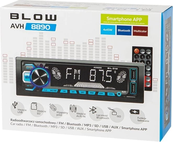 Radio për veturë BLOW AVH-8890, e zezë