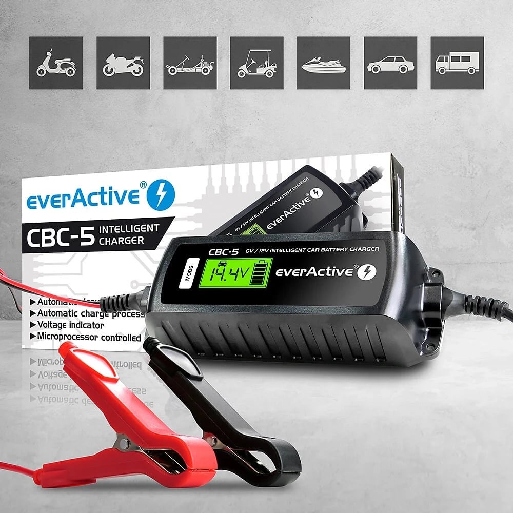 Karikues  për makinë everActive CBC5 6V/12V, i zi 