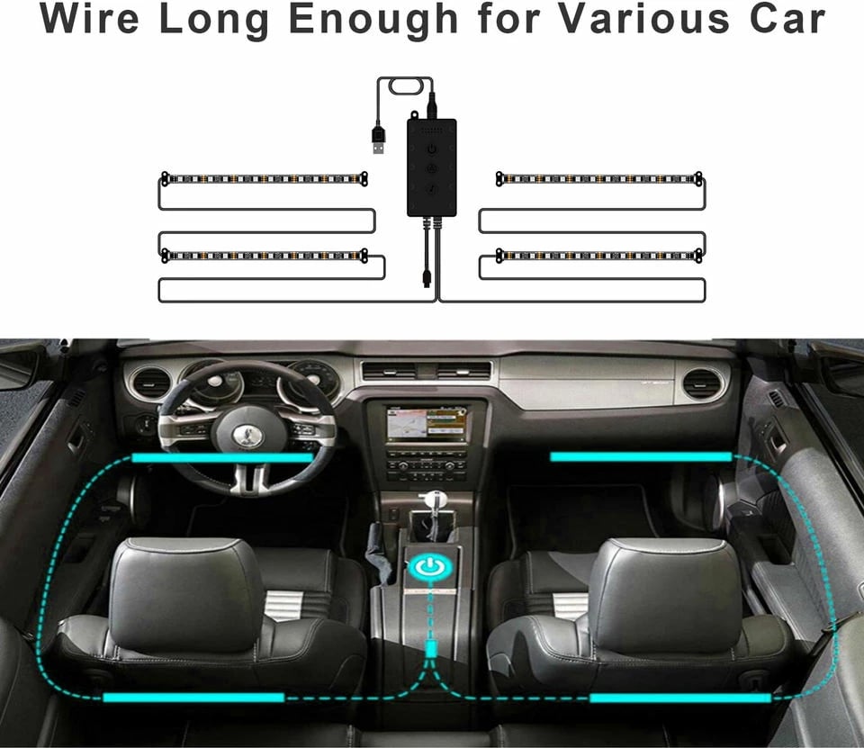 Drita LED për veturë Tech Time Smart Car Interior Strip Lights