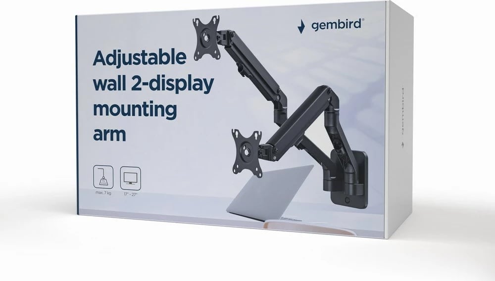 Mbajtës monitori Gembird MA-WA2-01, 68.6 cm (27"), i zi