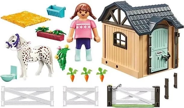 Set lodër Playmobil, Stallë me kuaj 71240