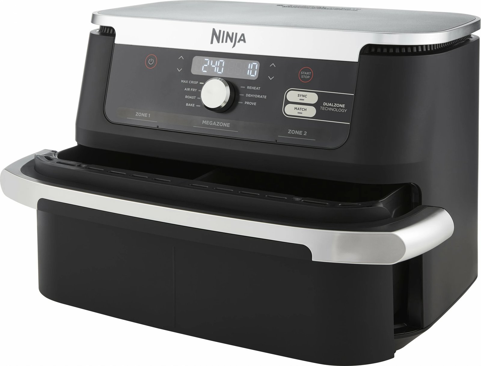 Fryer me ajër të nxehtë Ninja AF500EU, 10.4 L, 40-240 °C, 8 persona, Double, E zezë/Inox