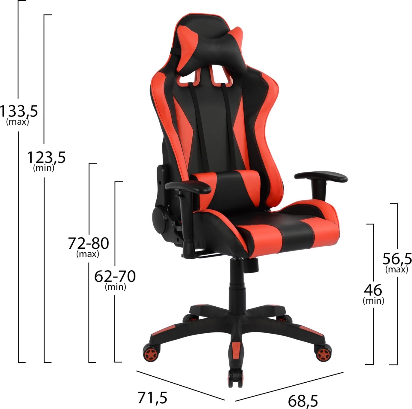 Karrige për gaming zyre FH1062.01 Speed e zezë dhe e kuqe PU 68,5 x 71,5 x 133,5 cm