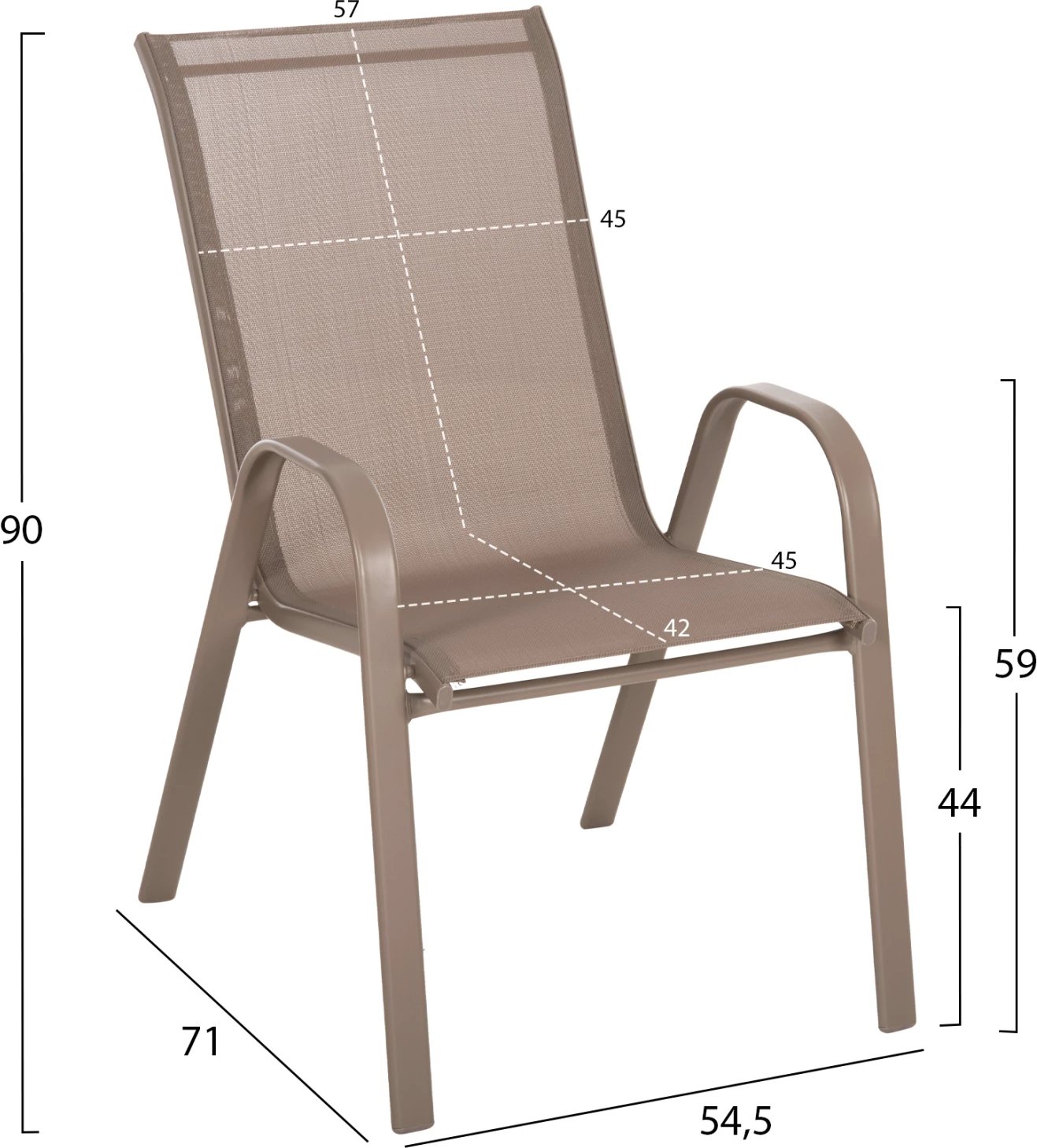 Karrige e jashtme LEON FH5000.04 kornizë metali, 54x70x93H cm. e kaftë