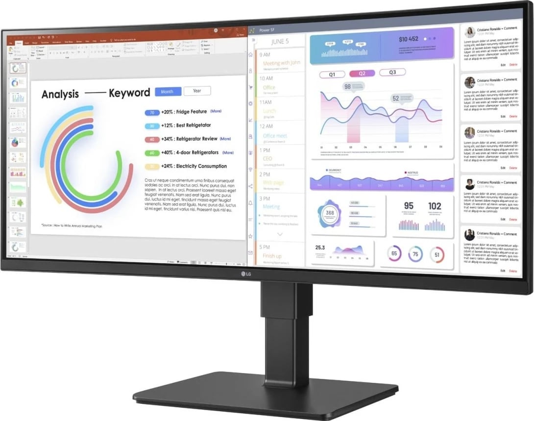 Monitor LG 34BQ77QB-B, 34", 3440 x 1440 pixels, UltraWide Quad HD, LED, E zezë