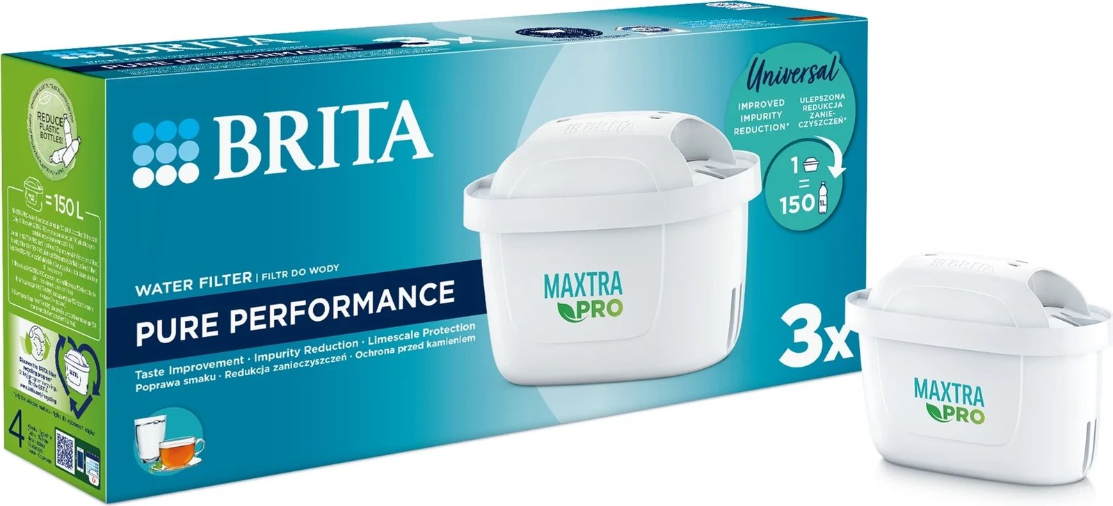 Filtrat e ujit Brita MX+ Pro Pure Performance, 150L, 3 copë, të bardha