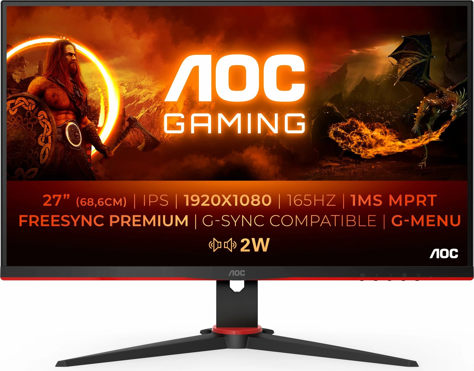 Monitor AOC G2 27G2SPAE/BK, 27", Full HD, LED, 1 ms, i zi, i kuq