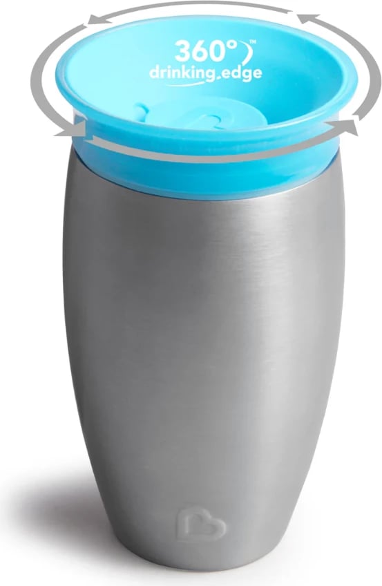 Termos për fëmijë Munchkin Miracle 360° Stainless Steel Sippy Cup e kaltër, 295 ml