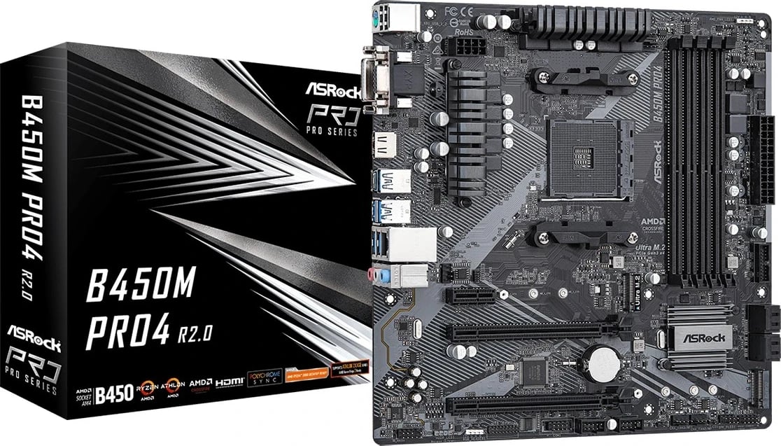 Pllakë amë Asrock B450M Pro4 R2.0, Socket AM4, micro ATX