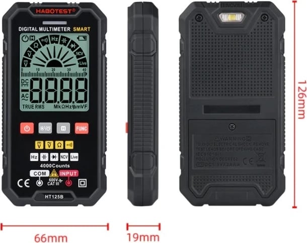 Instrument matës multimeter Habotest HT125B, 1.5V, i zi