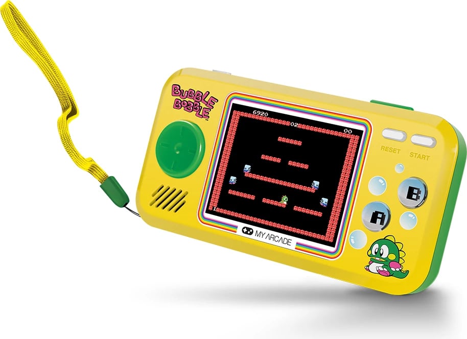 Paisje portative lojërash Bubble Bobble, My Arcade Pocket Player, 3 lojëra, i verdhë