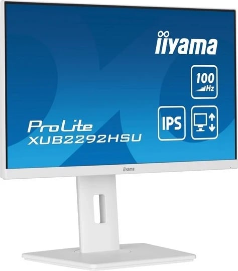 Monitor iiyama ProLite XUB2292HSU-W6, me kabëll HDMI, DP dhe USB, bardhë