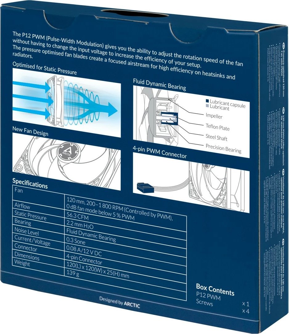 Ventilator ARCTIC P12 PWM, 12 cm, 1800 RPM, i zi