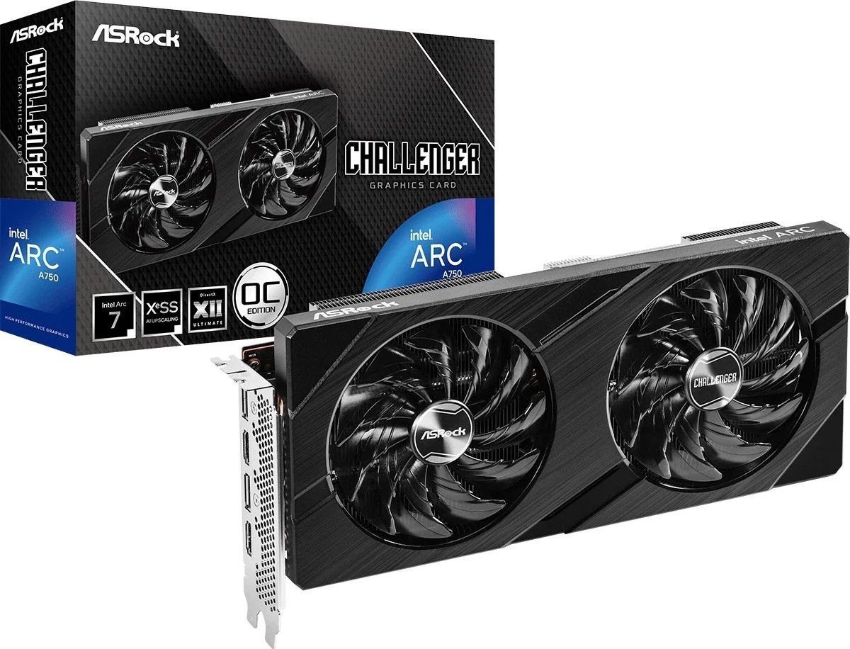 Kartë Grafike Asrock Challenger Intel Arc A750 D 8GB OC GDDR6, e Zezë