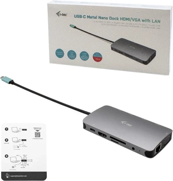 i-tec USB-C Metal Nano HDMI VGA PD100W