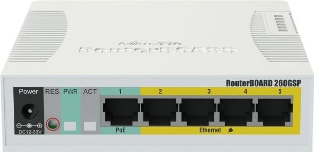 Switch MikroTik CSS106-1G-4P-1S, Gigabit Ethernet, PoE, Bardhë