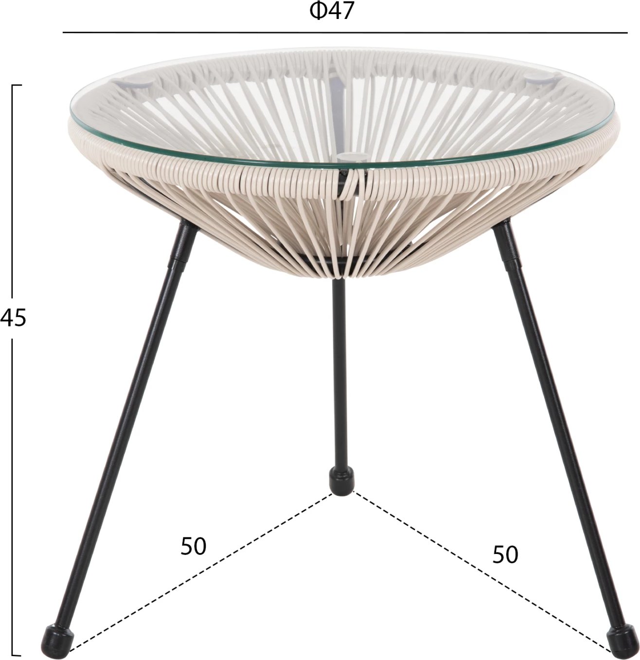 Tavolinë kafeje për jashtë ALLEGRA FH5874.03 metalike, ratan sintetik, Φ47x45H cm. e zezë/bezhë