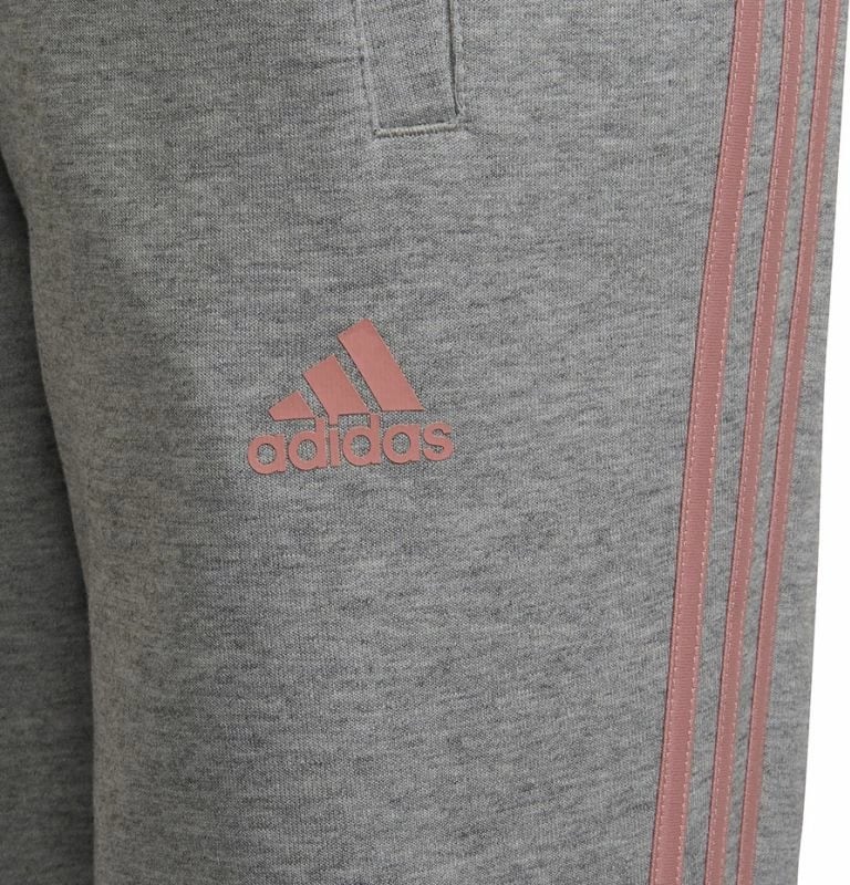 Pantallona për fëmijë adidas, gri me detaje rozë