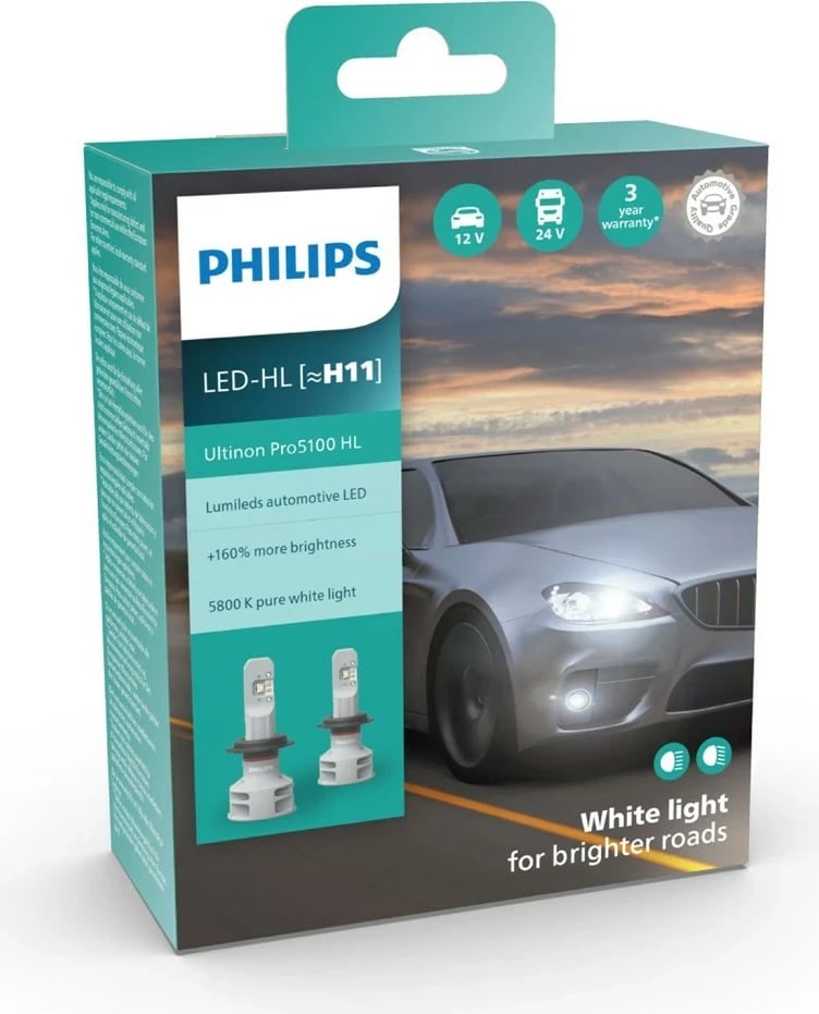 Llamba LED Philips Ultinon Pro5100, 12 W, 5800K, Set 2 copë