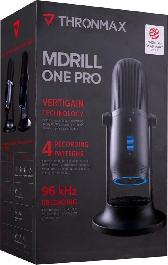 Mikrofon tavoline Thronmax Mdrill One Pro, Jet Black, 96 kHz