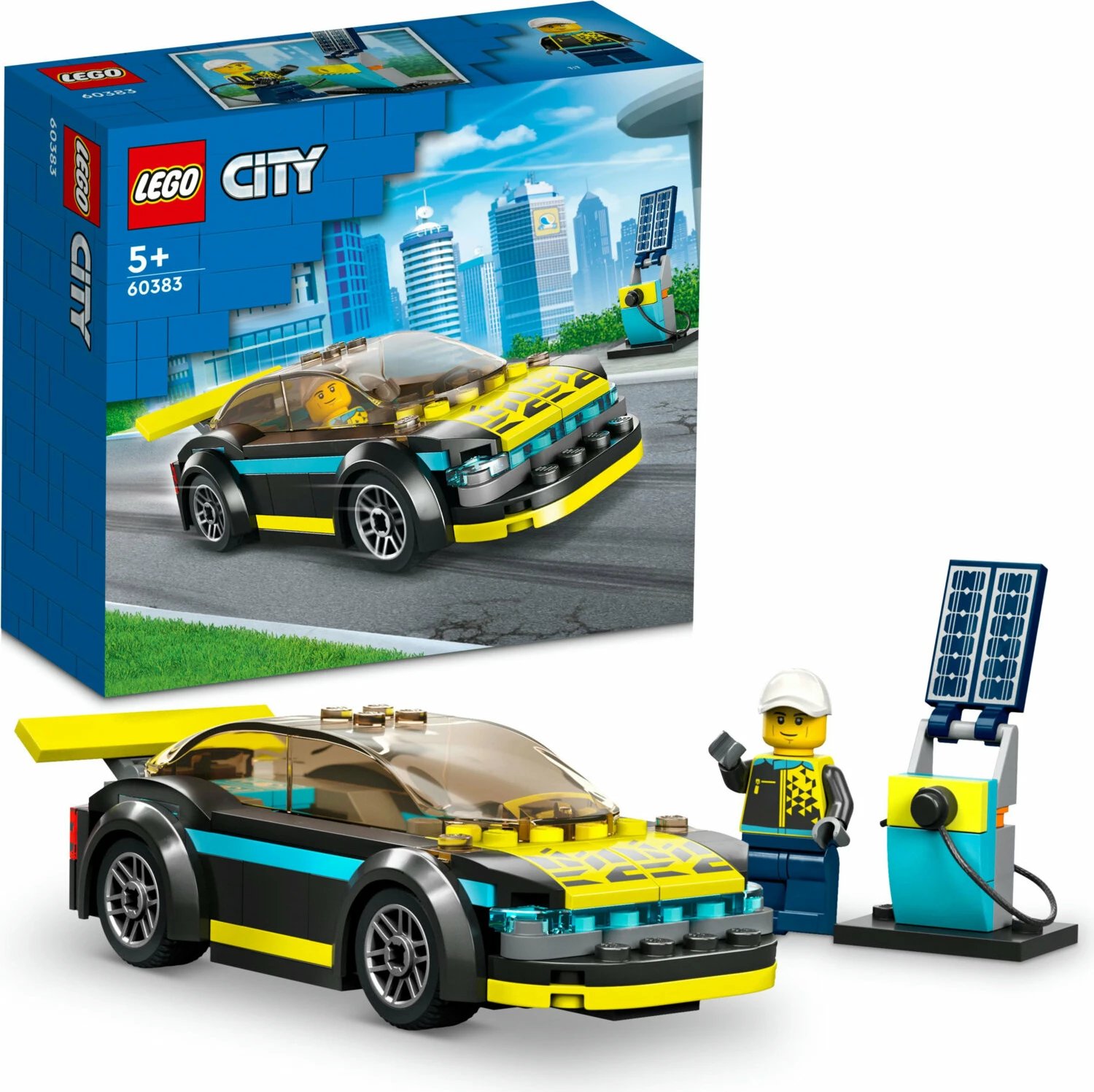 Set lodrash ndërtimi LEGO® City Electric Sports Car 60383 për djem, 95 pjesë