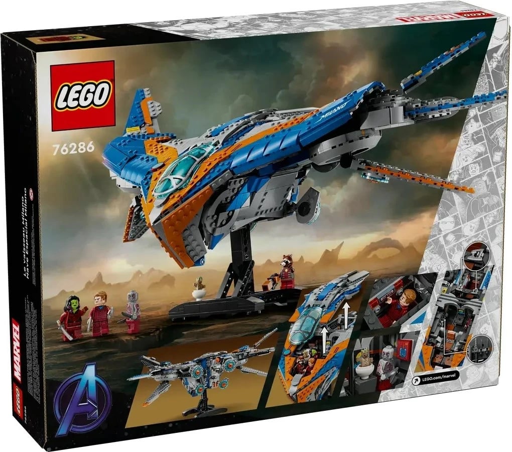 Set LEGO Marvel 76286 Milano Spaceship, 5 minifigura, Blu dhe Portokalli