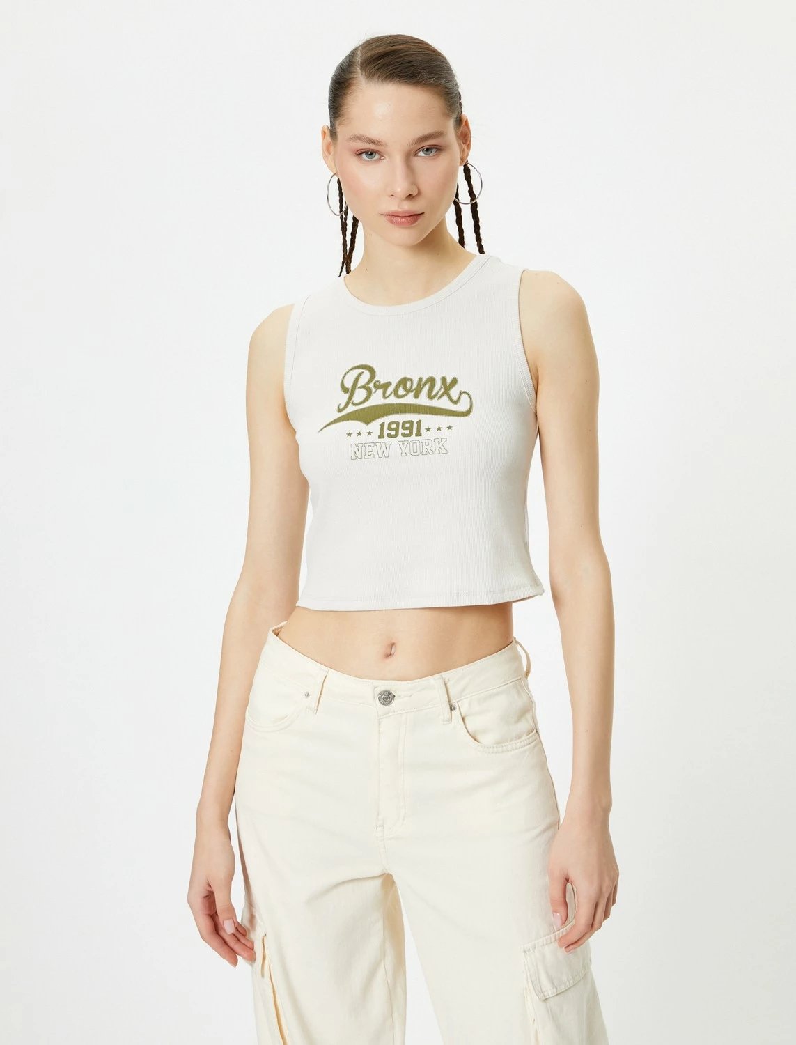 Crop top Koton femra, ecru