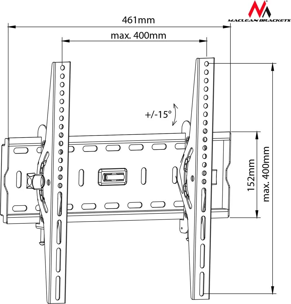 Mbajtës TV Maclean MC-778, 55", i zi