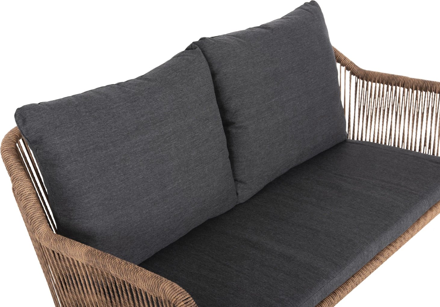 Divan i jashtëm 2-vendësh, BAFFIN, FH6054.03, alumini, anthracite-PE rattan, jastëkë beige-anthracite