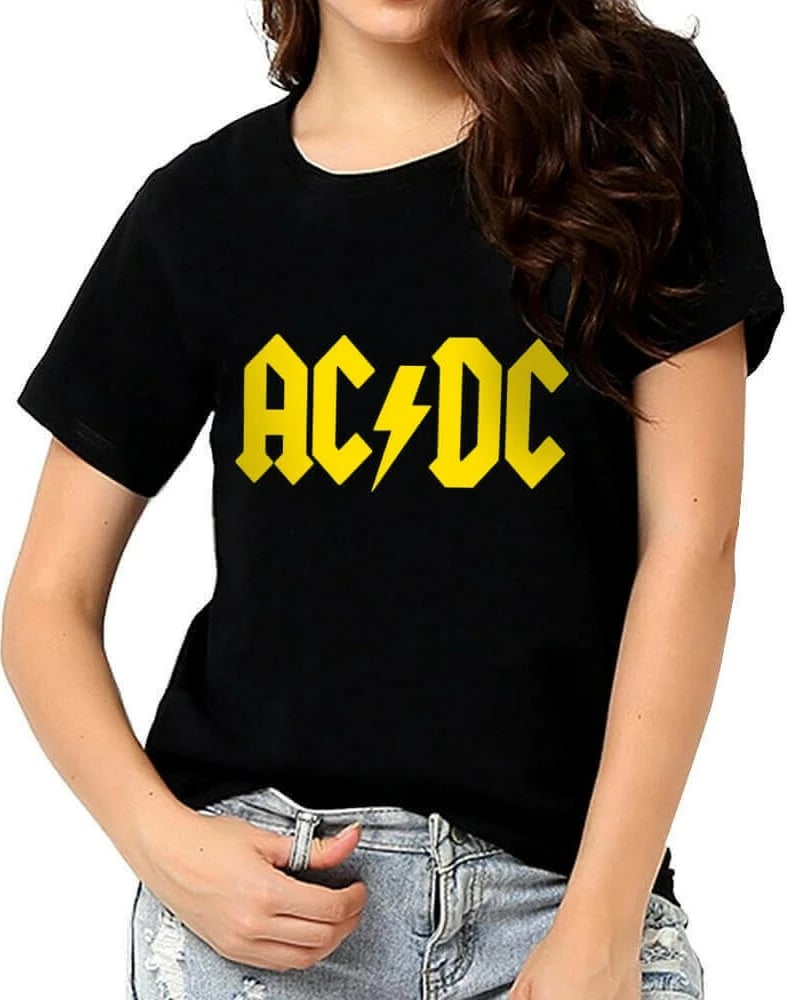 Maicë për femra Rock&Roll Acdc Logo, e zezë