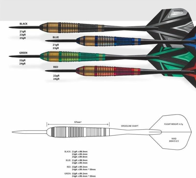 Shigjeta për Dart Harrows Vivid, për meshkuj dhe femra