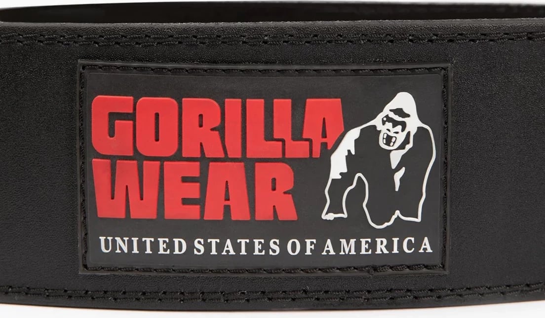 Gorilla Wear 4 Inch Padded Leather Lifting Belt - Black/Red