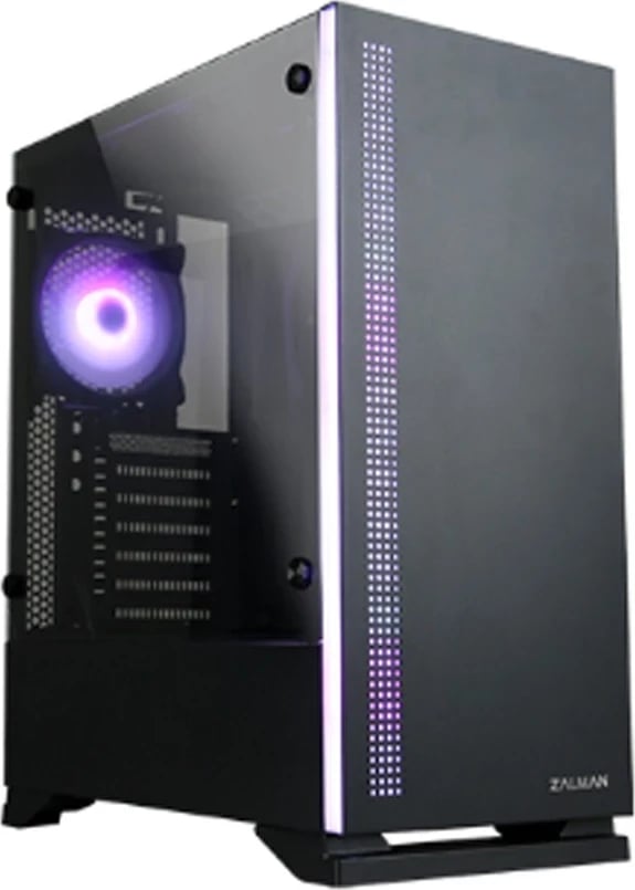 Kasë Zalman S5, e Zezë, ATX Mid Tower me Ventilator RGB dhe Xham i Fortë