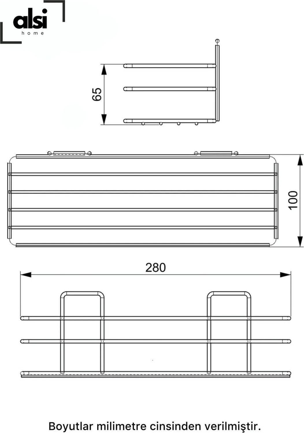 Raft banjoje Alsi Home, set 3 copë, të zeza