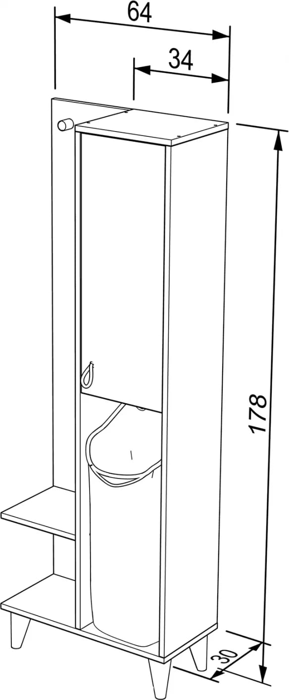 Mobilje banjoje prej melamine me shportë FH178, ngjyrë e bardhë dhe sonama, 64x30x178Y cm.