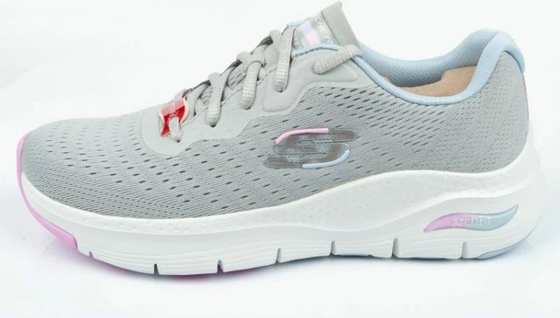 Këpucë Skechers Arch Fit për femra, ngjyrë gri/argjendi