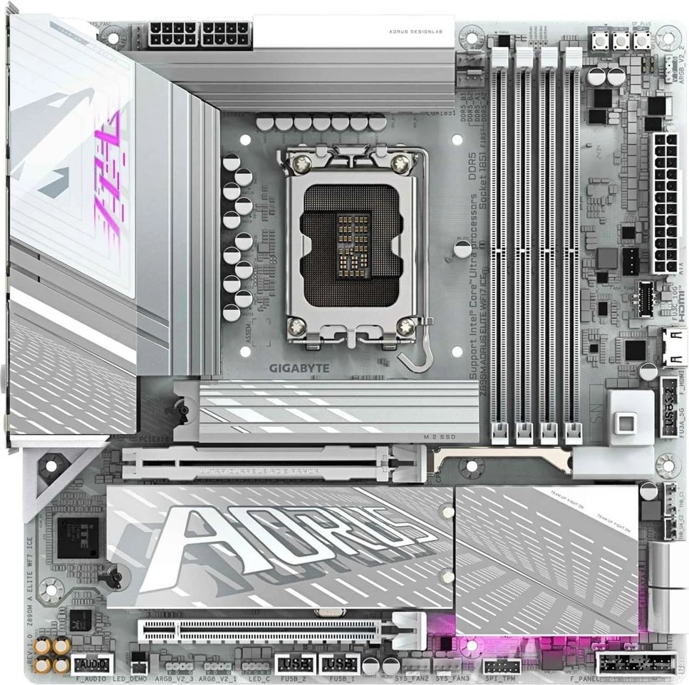 Pllakë amë Gigabyte Z890M A Elite WF7 ICE, Socket-1851, micro ATX, DDR5, Argjendtë