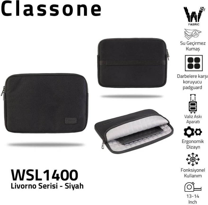 Çantë Classone Livorno WSL1400 për laptop, e zezë