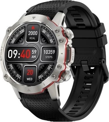 Smartwatch Kiano Watch Sport, e zezë dhe argjendtë