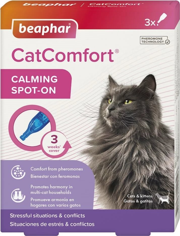 Pika qetësuese beaphar CatComfort për mace, 3x0.55 ml