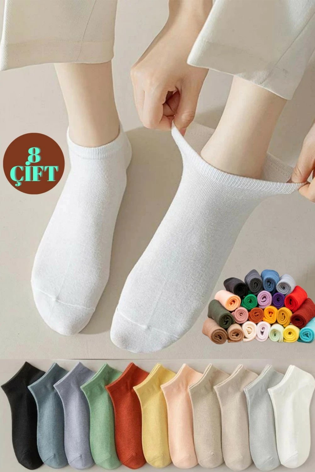 Çorape për femra Kral Socks, të ngjyrosura, set 8 copë