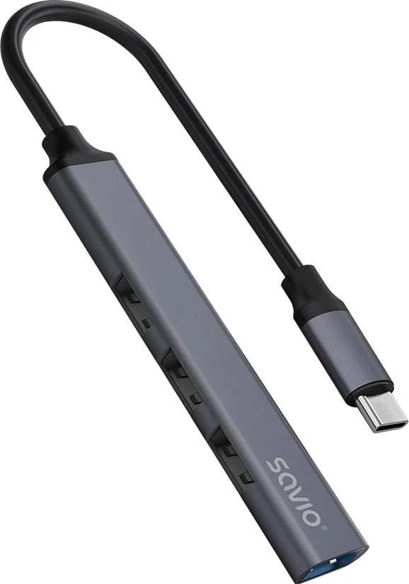 Hub USB-C SAVIO AK-71, 3 x USB-A 2.0, 1 x USB-A 3.0, 4-në-1, 5 Gbps