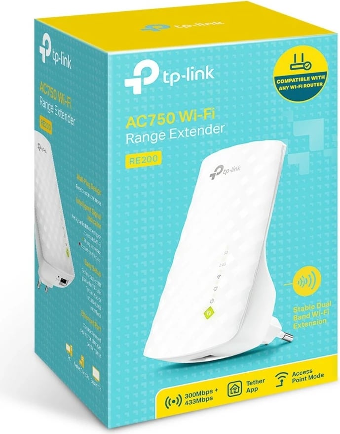 Repeater rrjeti TP-Link RE200, 433 Mbit/s, 10,100 Mbit/s, i bardhë