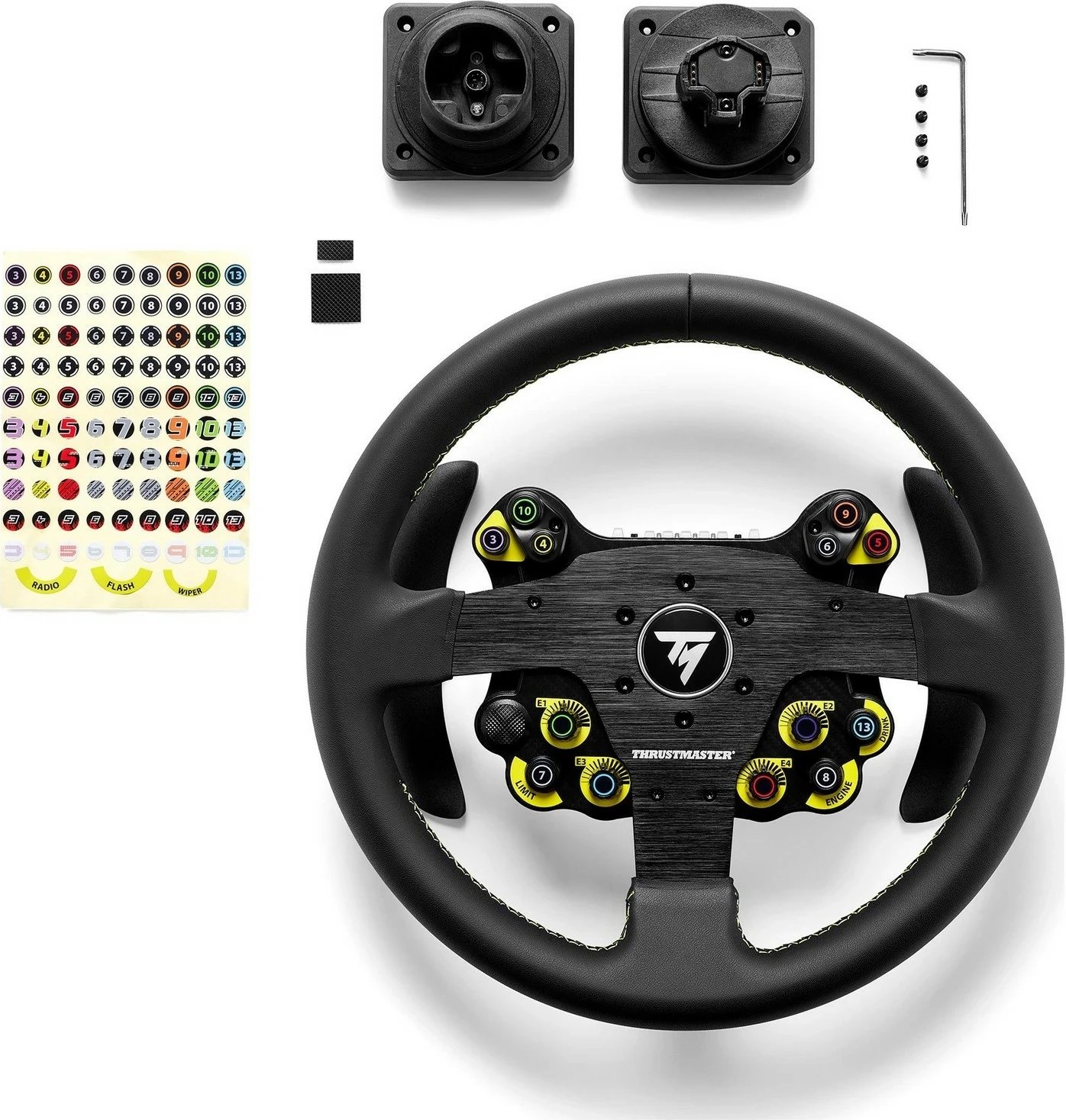 Timoni Thrustmaster EVO Racing 32R Leather, PC/PS4/Xbox One/Series X/PS5/Series S, e zezë-verdhë