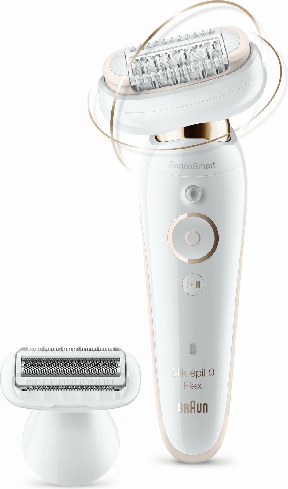 Epilator Braun Silk-épil 9 9-006 Flex, 40 piskatore, MicroGrip, SensoSmart, i bardhë