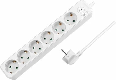 Kabllo vazhduese Socket outlet 6 priza + ndërprerës, 6x CEE 7/3, e bardhë