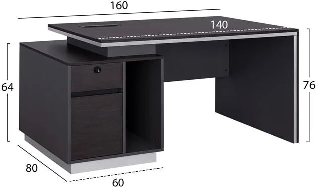 Zyrë profesionale me kabinet majtas, Rosewoof FH2087L, 160x80x76 cm