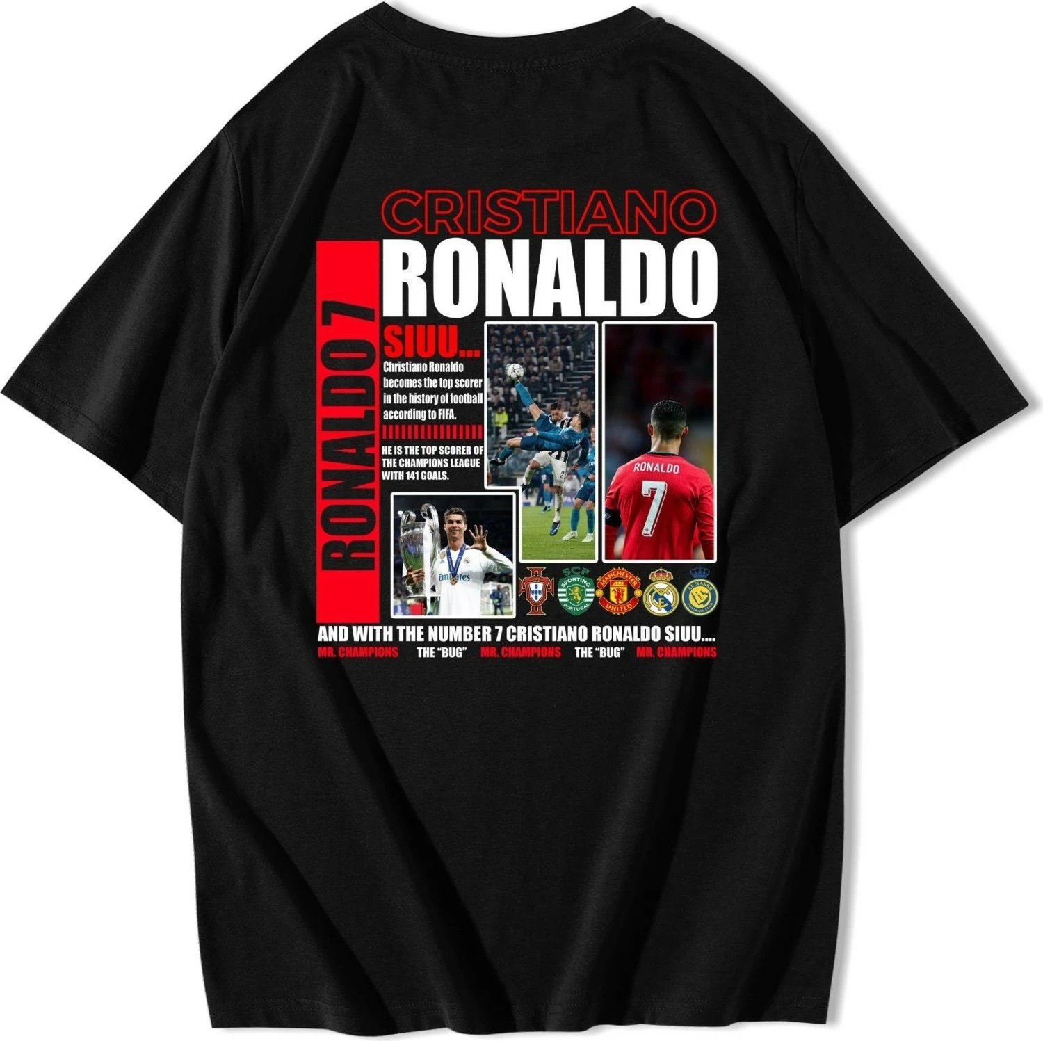 Maicë për meshkuj BRZ Collection Cristiano Ronaldo CR7, e zezë