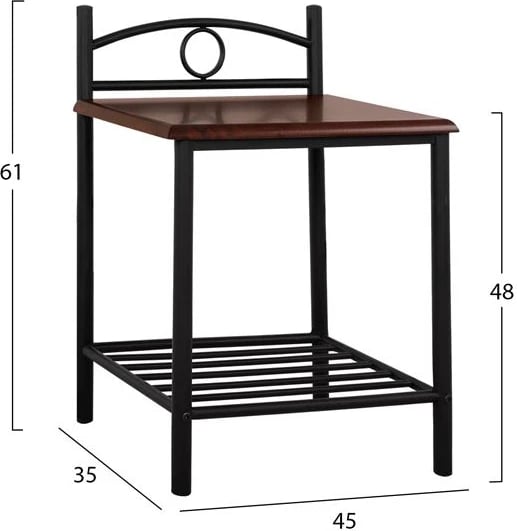 Tavolinë anësore Suzie FH387 prej metali dhe druri 45x35x48-61 cm